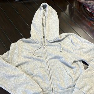 Brandy Melville cropped hooded zipper sweat jacket